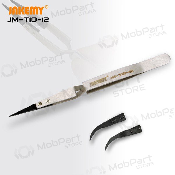 Metal antistatic tweezer Jakemy JM-T10-12 ESD (replaceable head)