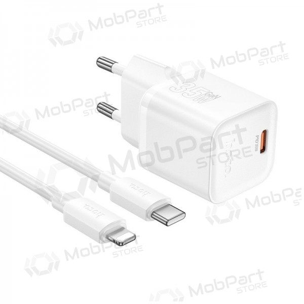 Hoco N66 35 W GaN USB-C + USB-A phone charger with Lightning cable 1 m white