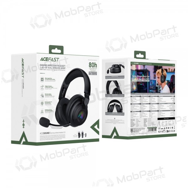 Wireless headphones Acefast H15 Gaming over-ear with microphone USB-C black