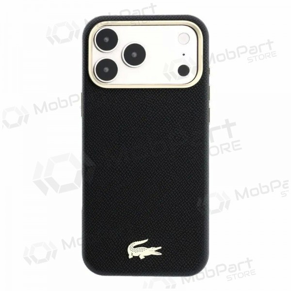 Apple iPhone 18 Pro Max case - Lacoste PU Leather Champs Elysees Gold Logo MagSafe (black)