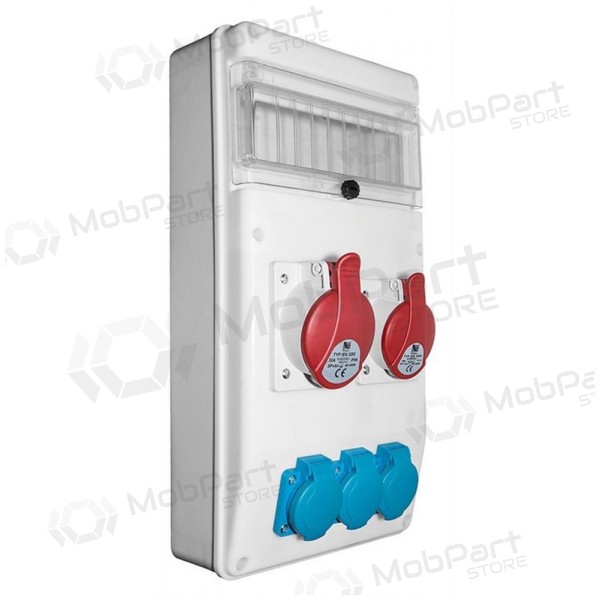 PawBol B.SLIM-10S-7BR-S plastic panel 10 mod + sockets (3x16A/250V 1x16A/5P 1x16A/5P)