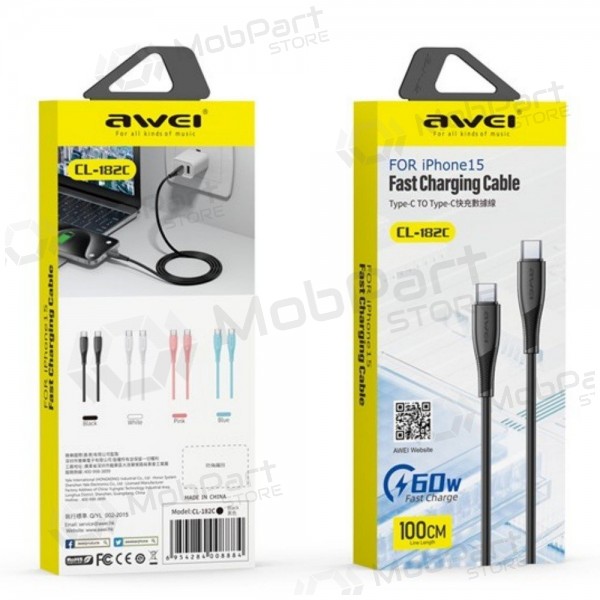 USB cable Awei CL-182C USB-C to USB-C 1.0m white