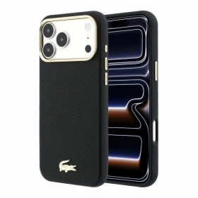 Apple iPhone 18 Pro case - Lacoste PU Leather Champs Elysees Gold Logo MagSafe