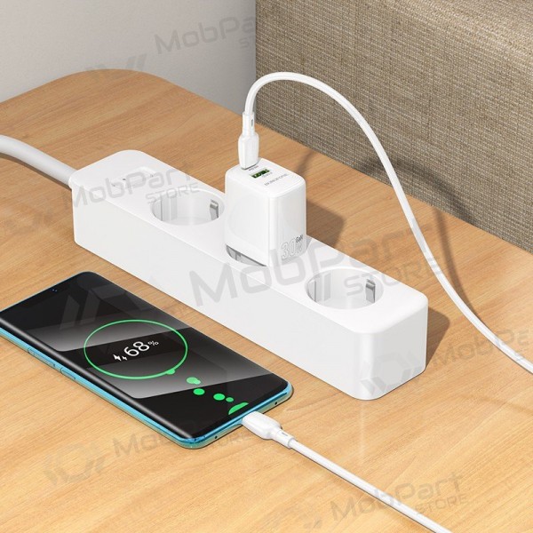Borofone BN29 30 W USB-C + USB-A phone charger with USB-C cable 1 m white