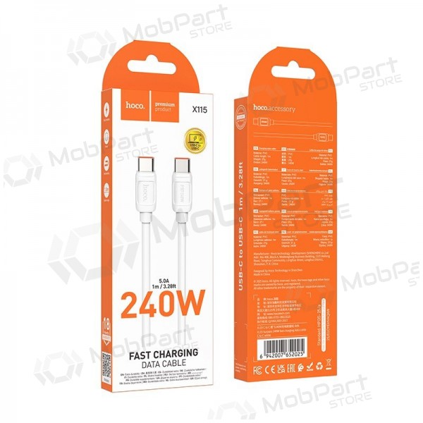USB-C cable Hoco X115 USB-C to USB-C 1 m 240 W white