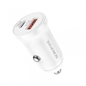 Charger automobilinis Borofone BZ18A USB-A/Type-C PD20W+QC3.0 white