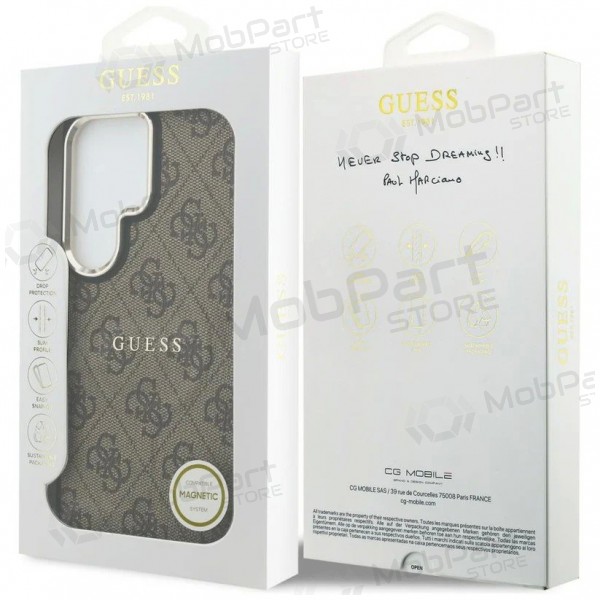 Samsung Galaxy S26 Ultra case - Guess PU Leather 4G Gold Frame Magnetic (brown)