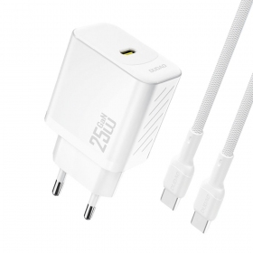 Charger Dudao A27C GaN 25W USB-C + USB-C to USB-C cable 1.0m white
