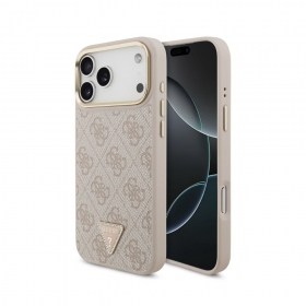 Apple iPhone 18 Pro Max case - Guess PU Leather 4G Strass Triangle Logo Gold Frame MagSafe