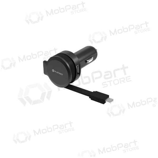 Car charger Platinet MicroUsb (1xUSB 2.4A) (black)