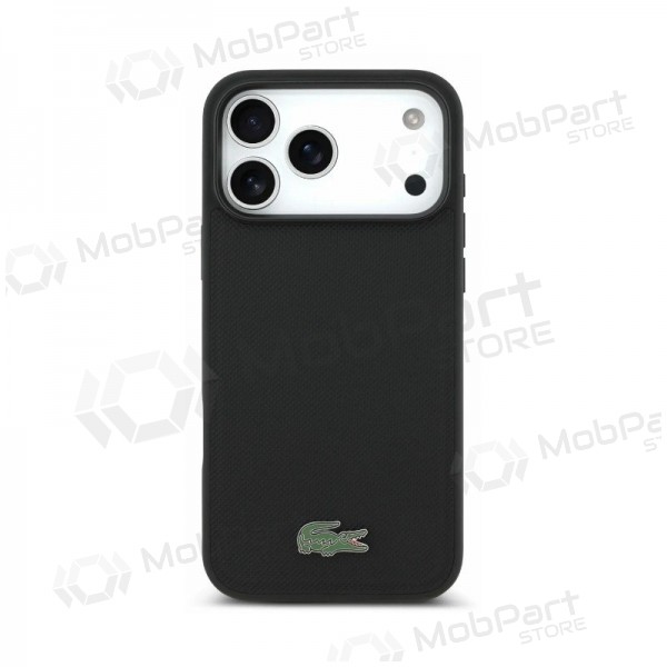 Apple iPhone 18 Pro case - Lacoste PVC Petit Pique Semi Wrap Embossed MagSafe - (black)