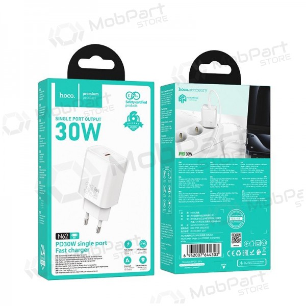 Phone charger Hoco N62 30 W GaN USB-C white