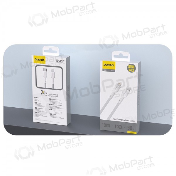 Lightning cable Dudao L9X USB-C to Lightning 2 m 30 W white