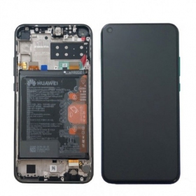 Huawei P40 Lite E ekranas (black) (with frame and battery) (service pack) (original)