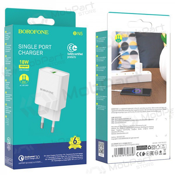 Charger Borofone BN5 QC 3.0 18W (white)