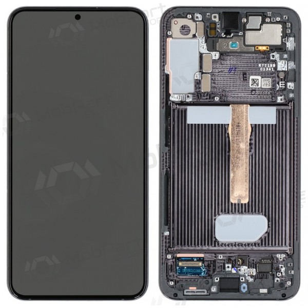 Ekranas Samsung S906 S22 Plus su lietimui jautriu stikliuku and rėmeliu Black OLED (real size)