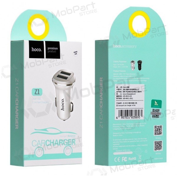 Car charger HOCO Z1 Dual USB (5V 2.1A) (black)