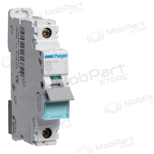 Circuit breaker Hager NDN116 (1P, 16A, D, 10kA, 400V)