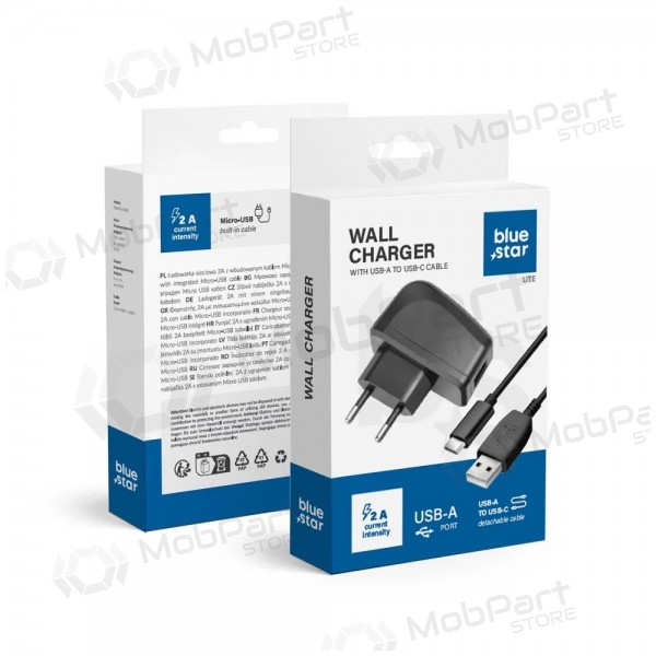Phone charger Blue Star TFK-TC-1095B 10 W USB-A with USB-A to USB-C cable black
