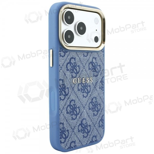 Apple iPhone 18 Pro Max case - Guess PU Leather 4G Gold Frame Embossed MagSafe (blue)
