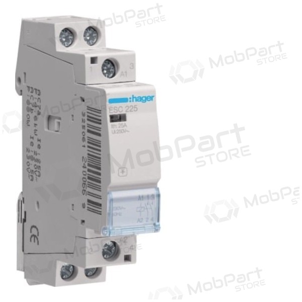 Contactor Hager ESC225 (1P, 25A, 230V, 2NO, 1 module)