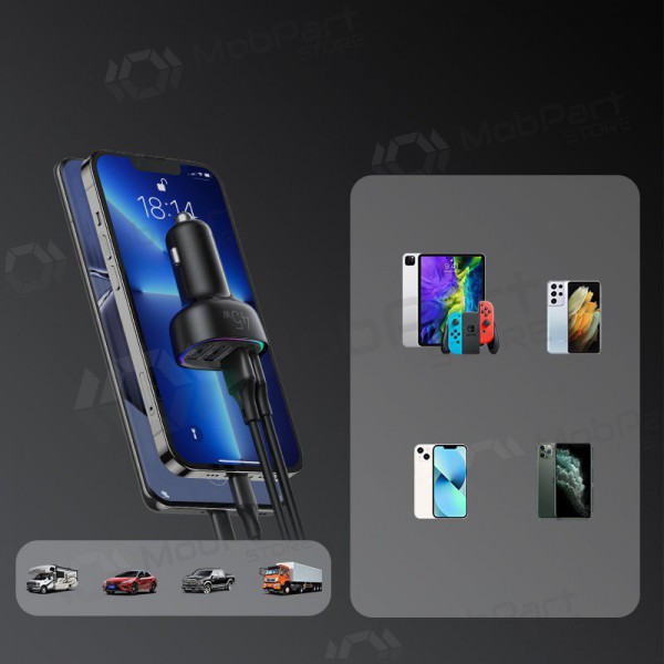 Charger automobilinis Joyroom JR-CL09 LED 4xUSB (PD, QC) 45W (black)