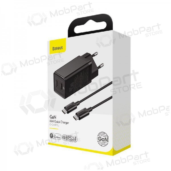 Charger Baseus GaN 45w (20V/3A) + Type-C cable (MacBook) (black)