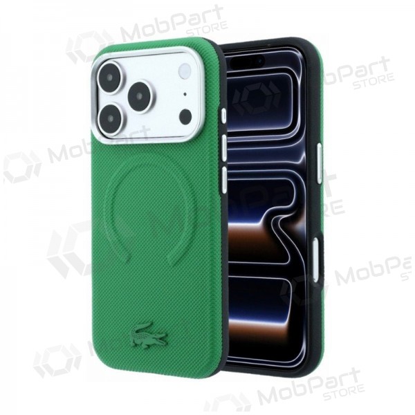 Apple iPhone 18 Pro case - Lacoste PVC Petit Pique Semi Wrap Embossed MagSafe (green)