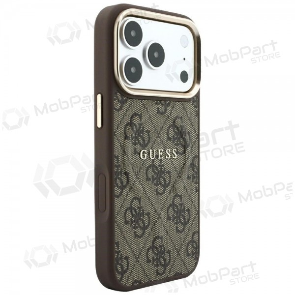 Apple iPhone 18 Pro Max case - Guess PU Leather 4G Gold Frame Embossed MagSafe (brown)