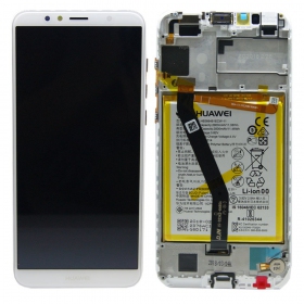 Huawei Y6 2018 / Y6 Prime 2018 screen (white) (with frame and battery) (service pack) (original)