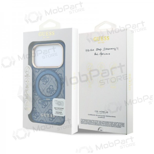 Apple iPhone 18 Pro case - Guess PU 4G Ring Stand MagSafe (blue)