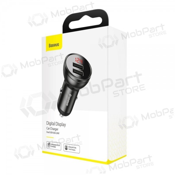 Car phone charger Baseus Digital Display CCBX-0G 24 W 2x USB-A black