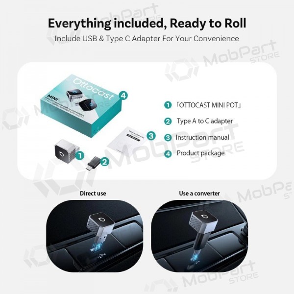 Wireless CarPlay / Android Auto adapter Ottocast Mini Cube CP88-T3 black