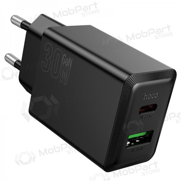 Phone charger Hoco N71 30 W GaN USB-C + USB-A black