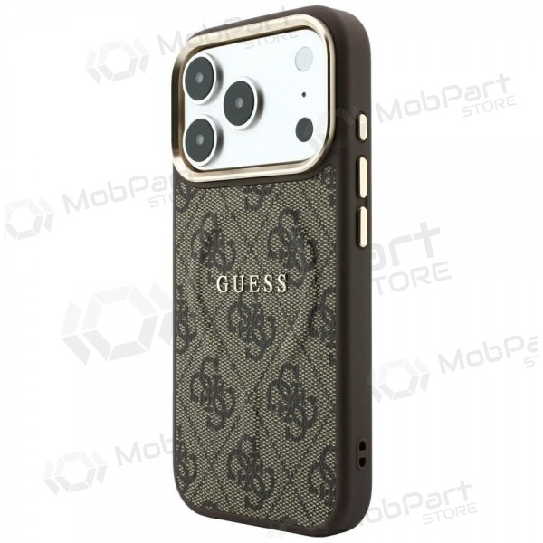 Apple iPhone 18 Pro Max case - Guess PU Leather 4G Gold Frame Embossed MagSafe (brown)