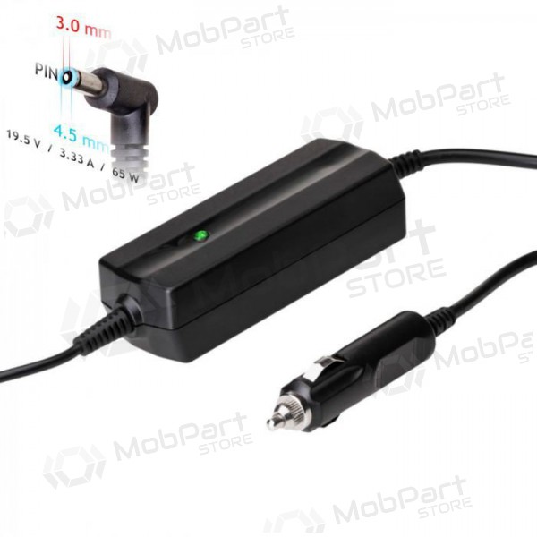 Automobilinis nešiojamojo kompiuterio pakrovėjas Akyga AK-ND-40 (19.5V / 3.33A 65W 4.5 x 3.0mm + pin) HP 1.2m