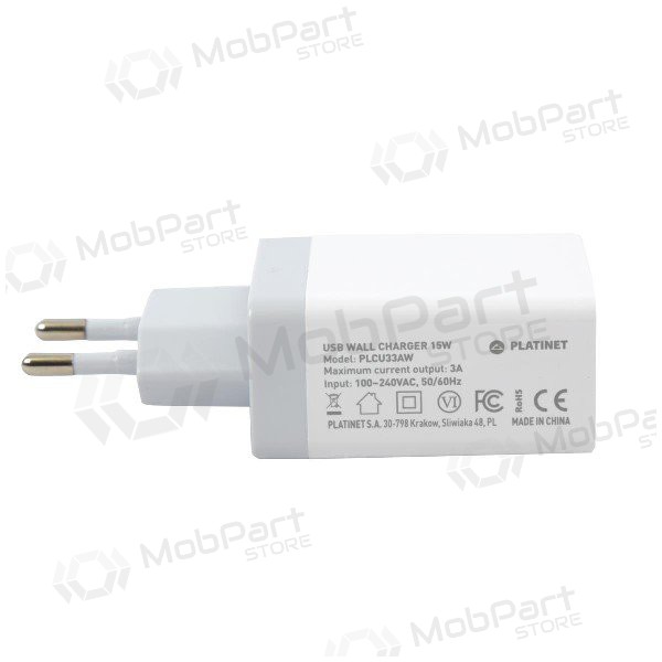 Charger Platinet QuickCharge 3xUSB (15W 3A) (white)