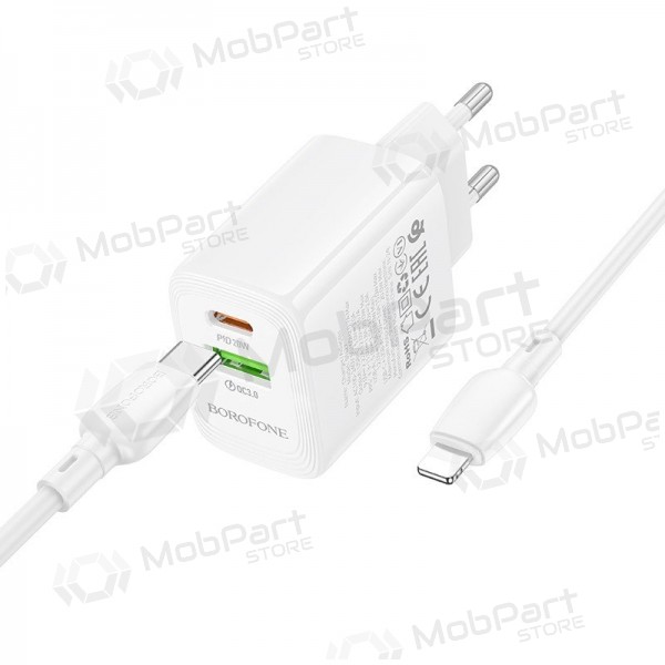 Phone charger Borofone BN27 20 W USB-C + USB-A with Lightning cable 1 m white