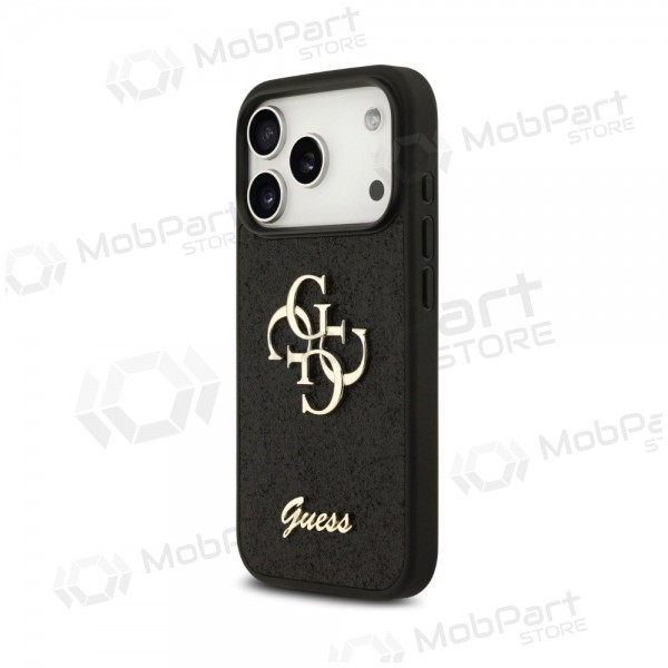 Apple iPhone 18 Pro Max case - Guess PU Fixed Glitter 4G Metal Logo (black)
