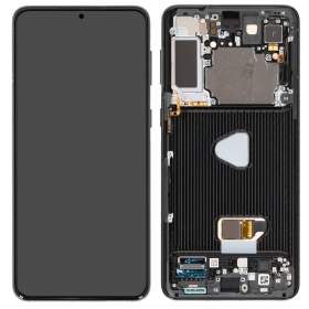 Ekranas Samsung G996 S21 Pluswith lietimui jautriu stikliuku and rėmeliu Phantom Black OLED (real size)