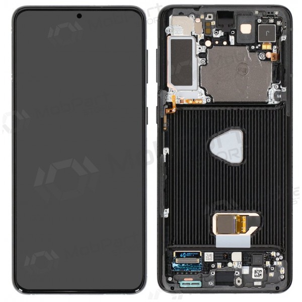 Ekranas Samsung G996 S21 Pluswith lietimui jautriu stikliuku and rėmeliu Phantom Black OLED (real size)