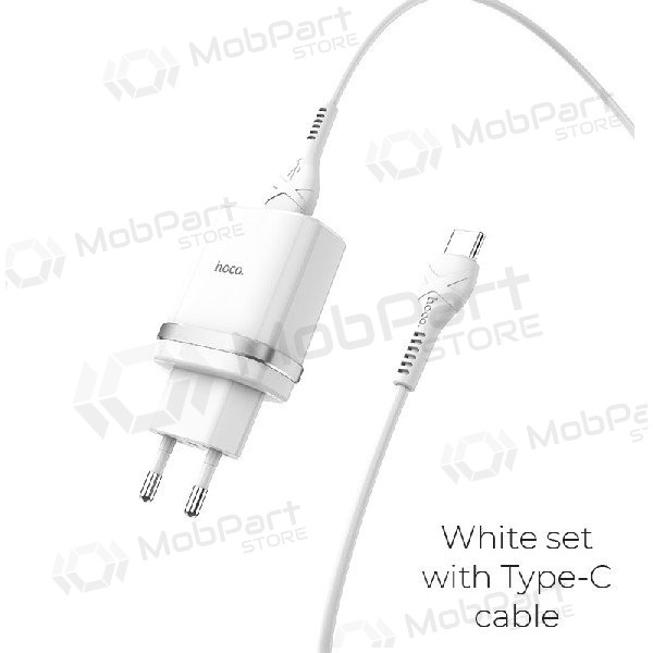 Charger HOCO C12Q Smart USB + type-C cable (QC3.0) (white)