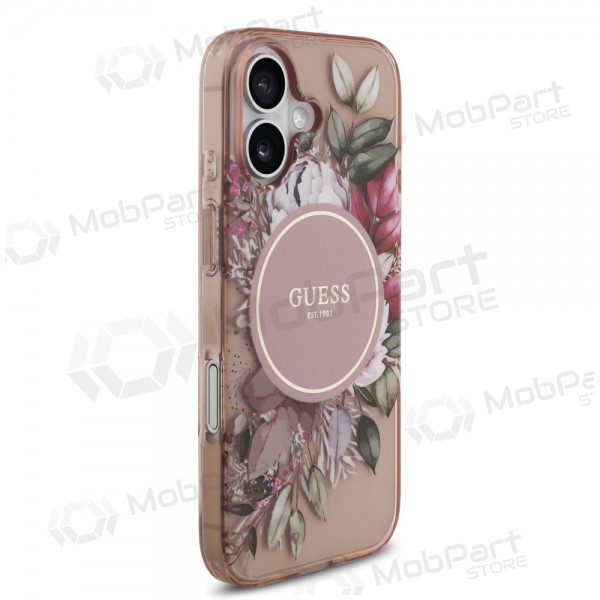 Apple iPhone 17 case - Guess IML Flowers Strap MagSafe (pink)