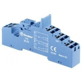 Socket with push-in contacts, plastic holder for 40 series relays, on DIN rail, Finder 95P5SPA