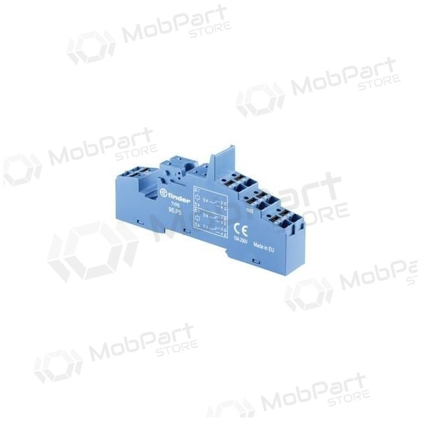 Socket with push-in contacts, plastic holder for 40 series relays, on DIN rail, Finder 95P5SPA