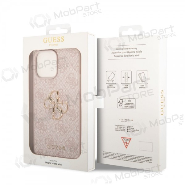 Apple iPhone 14 Pro Max case -Guess PU 4G Metal Logo- (pink)