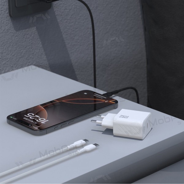 Charger Dudao A27C GaN 25W USB-C + USB-C to USB-C cable 1.0m white