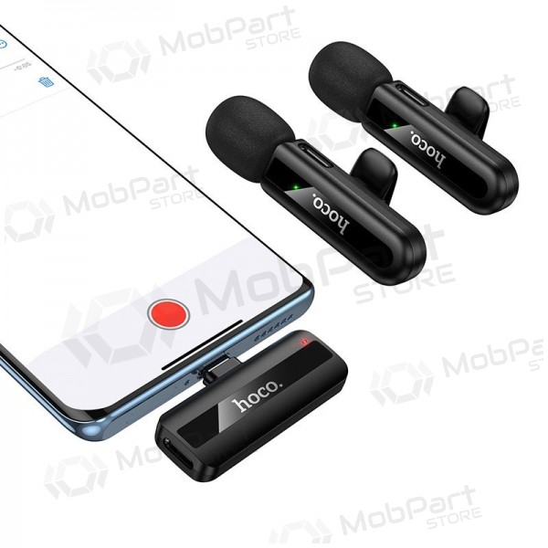 Belaidžių mikrofonų rinkinys Hoco L20A USB-C/Lightning black