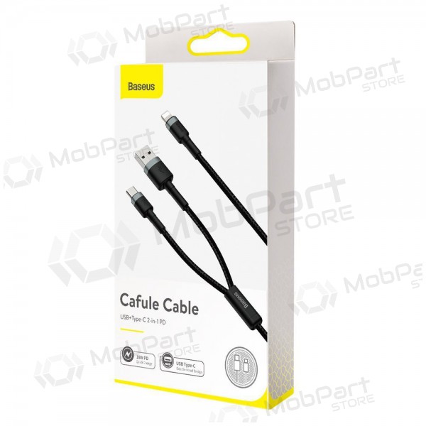 USB cable Baseus Cafule 2in1 Type-C Lightning 20w 1.2m (grey-black) CATKLF-BG1