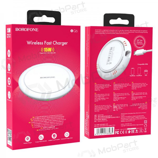 Charger wireless Borofone BQ6 QC3.0 (15W) (white)